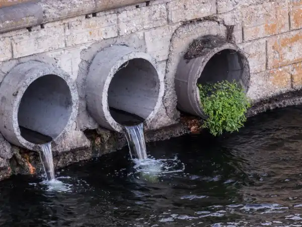 pipes pouring water in the river